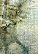 Carl Larsson vinter i grez-sur-loing-tvattbrygga vid loing-floden oil painting reproduction